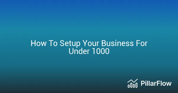 How To Setup Your Business For Under 1000